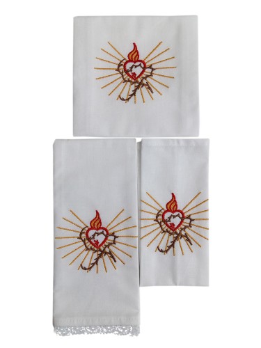 Bielizna HAFTOWANA kielichowa Serce (korporał, puryfikaterz, ręczniczek) - 35565
