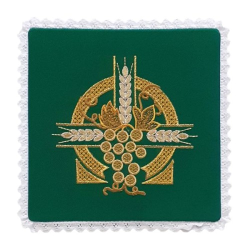 Palka haftowana 18x18cm ZIELONA haft złoty - 35556
