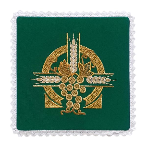 Palka haftowana 18x18cm ZIELONA haft złoty - 35556