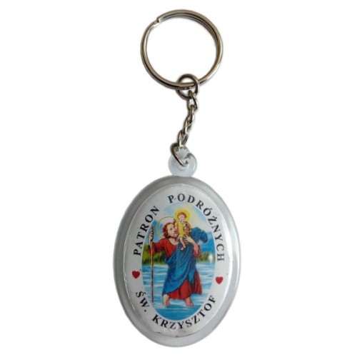 Brelok plastikowy świecący owal Św. Krzysztof/RÓŻNI ŚWIĘCI - 35405