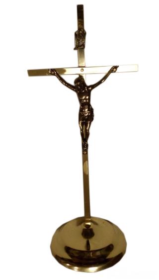 Krzyż stojący nowoczesny mosiądz 20cm - 34777