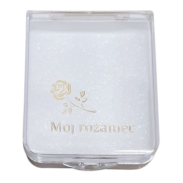 Pudełko na różaniec "Mój różaniec" mała różyczka złota - 34754