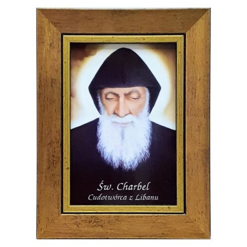 Obraz 10x15cm Święty Charbel rama złota 307 - 31696