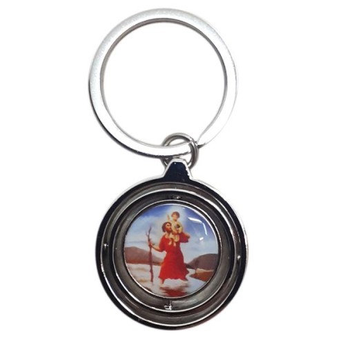 Brelok metalowy - Jan Paweł II/Św.Krzysztof obrotowy okrągły - 30929