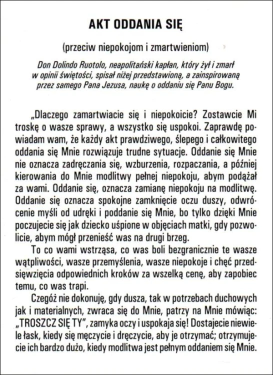 Folder "AKT ODDANIA SIĘ przeciw niepokojom i zmartwieniom" - 30584