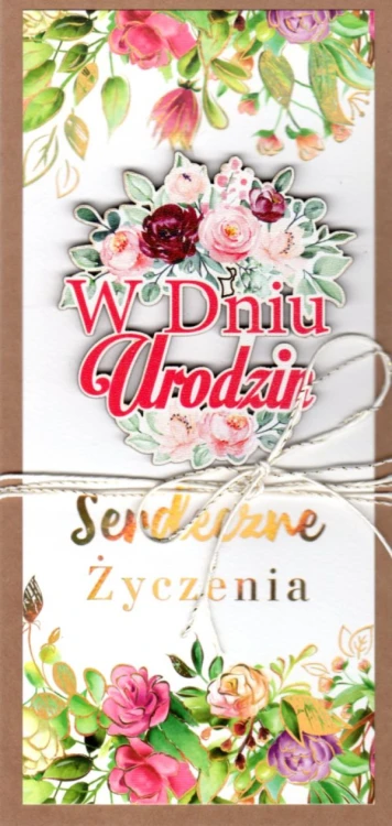 Karnet URODZINY DL ze sklejką (KWIATY) różne wzory - 29182 5902846850731