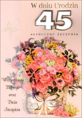 Karnet Urodziny cyfry - 45 (różne wzory) - 17159 5906664002495