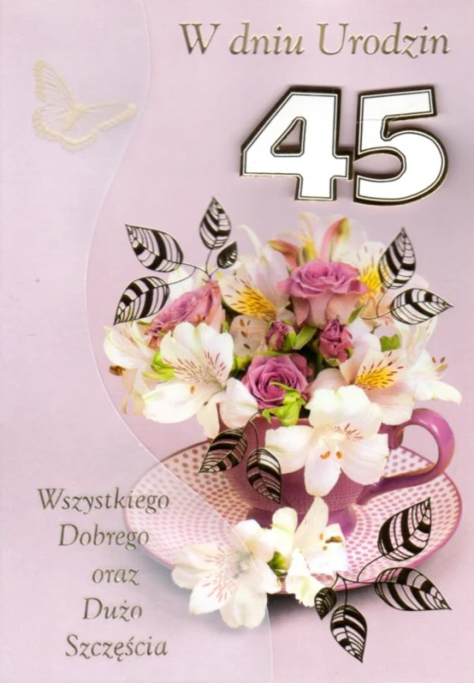 Karnet Urodziny cyfry - 45 (różne wzory) - 17159 5906664002495