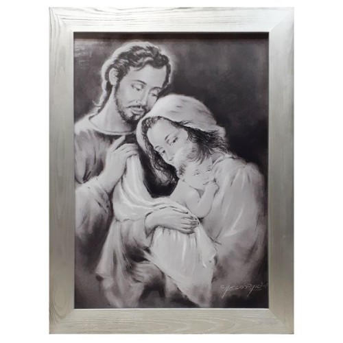 Obraz 60x81cm Święta Rodzina SZARA rama srebrna płaska - ! - 16008