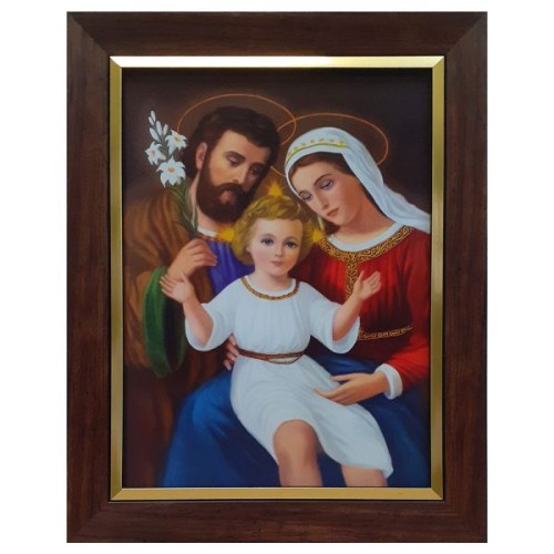 Obraz 30x40cm Św.Rodzina (lilijka) rama drewniana ciemna ze złotą wstawką - 14808