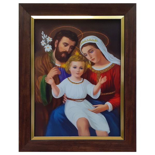 Obraz 30x40cm Św.Rodzina (lilijka) rama drewniana ciemna ze złotą wstawką - 14808