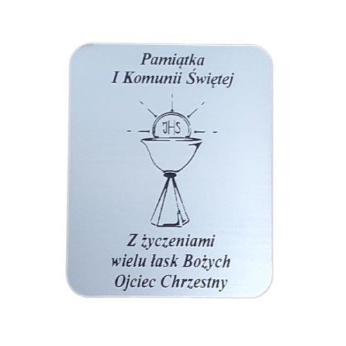 Płytka grawerowana KOMUNIA od OJCA CHRZESTNEGO samoprzylepna 4x3cm - 14596