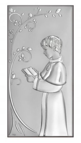 Obraz srebrny I Komunia Św. CHŁOPIEC prostokąt 6,5x12cm - 14347