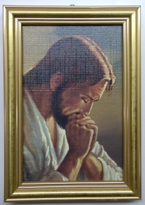 Obraz 10x15cm Jezus modlący rama złota - 13670
