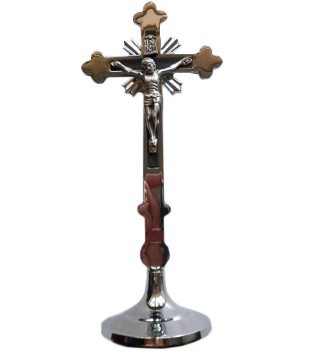 Krzyż stojący tradycyjny chrom mały h18cm - 13663