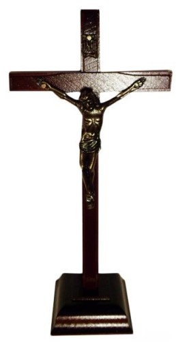 Krzyż stojący drewniany h20cm ciemny - 13659