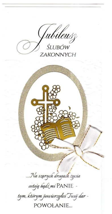 Karnet JUBLILEUSZ ŚLUBÓW ZAKONNYCH ręcznie robiony różne wzory                    DL - 13485 5905669660013
