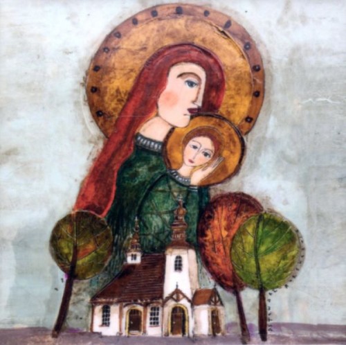 Obrazek - KAFELEK Matka Boża z Dzieciątkiem 11x11cm (ceramiczny) - 13377