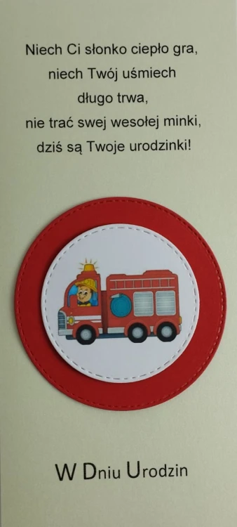 Karnet URODZINY DZIECIĘCE (czerwone koło) ręcznie robiony różne wzory - 13101