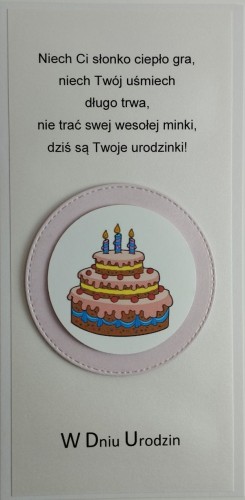Karnet URODZINY DZIECIĘCE (różowe koło) ręcznie robiony różne wzory - 13081