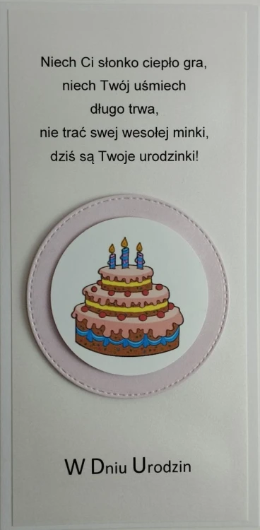 Karnet URODZINY DZIECIĘCE (różowe koło) ręcznie robiony różne wzory - 13081
