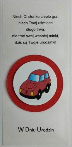 Karnet URODZINY DZIECIĘCE (czerwone koło) ręcznie robiony różne wzory - 13079