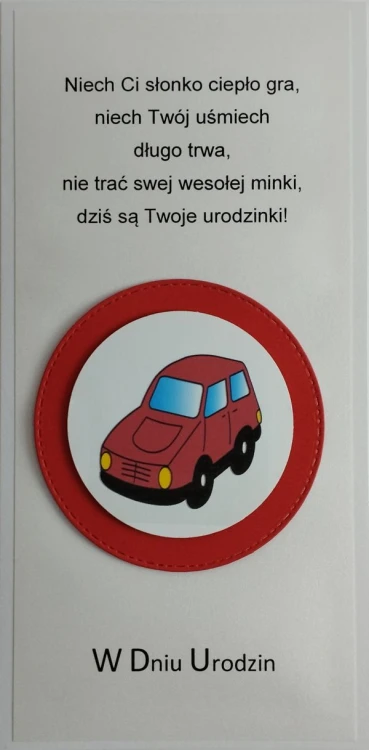 Karnet URODZINY DZIECIĘCE (czerwone koło) ręcznie robiony różne wzory - 13079