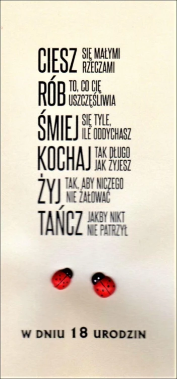 Karnet 18-ste URODZINY (biedronki) ręcznie robiony różne wzory - 13005