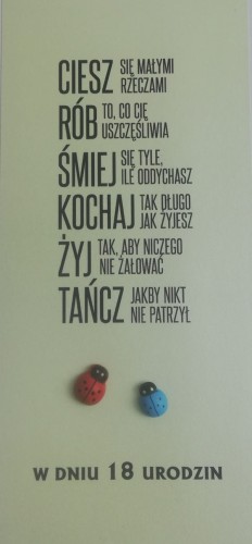 Karnet 18-ste URODZINY (biedronki) ręcznie robiony różne wzory - 12995