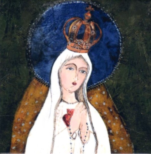 Obrazek - KAFELEK Matka Boża Fatimska 11x11cm (ceramiczny) - 12765