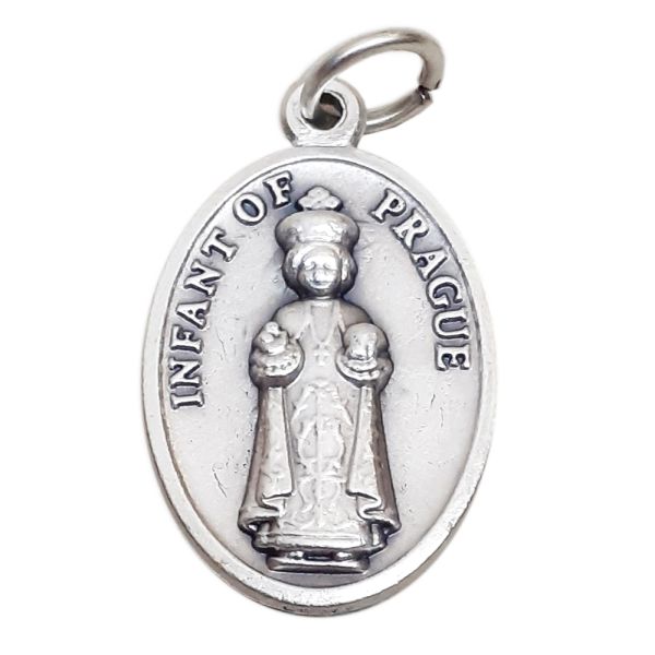 Medalik metalowy Dzieciątko Praskie/Serce (2x1,5cm) - 12523