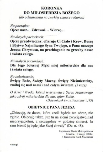 Pocztówka Jezu, Ufam Tobie. Koronka do Miłosierdzia Bożego - 12027