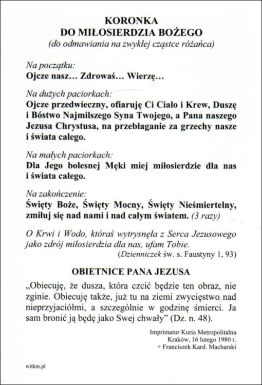 Pocztówka Jezu, Ufam Tobie. Koronka do Miłosierdzia Bożego - 12027