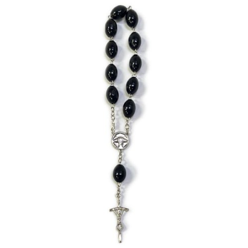 Dziesiątka różańca CZARNA drewniana na drucie (duże koraliki) - ! - 12017