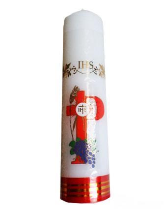 Świeca liturgiczna frontalna IHS biała winogrono 28x7cm - 11850