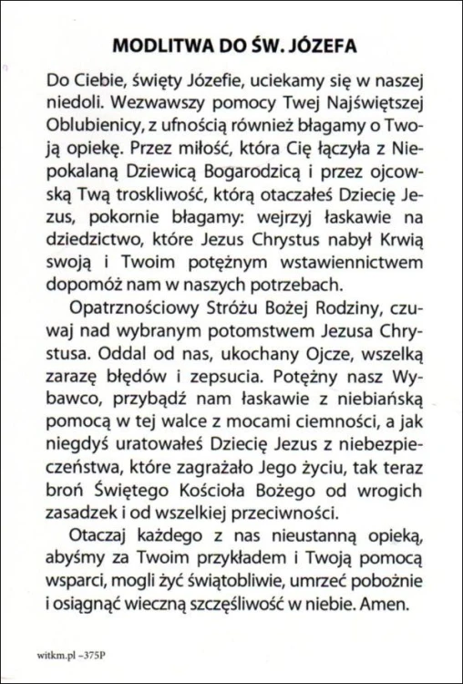 Pocztówka św. Józef z dzieciątkiem. Modlitwa do św. Józefa - 11817