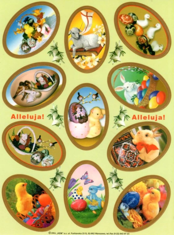 Naklejki Wielkanoc - kurczątka/zajączki (11 naklejek) - 11732