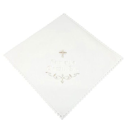 Szatka Chrzest BAWEŁNIANA kwadrat SREBRNY KRZYŻ - 11716