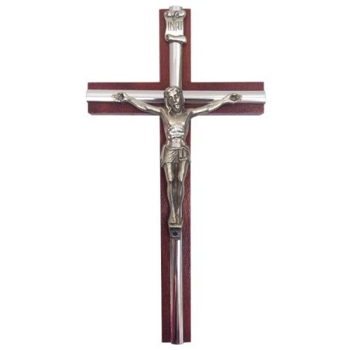 Krzyż wiszący drewniany h21cm WENGE z wkładką - 11534