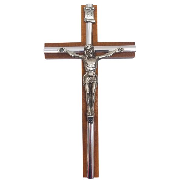 Krzyż wiszący drewniany h21cm MAHOŃ z wkładką - 11533