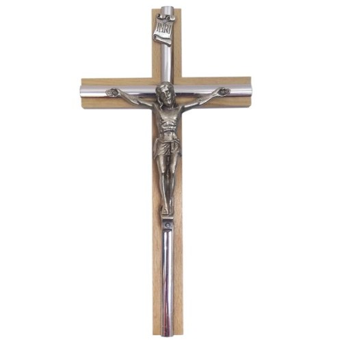 Krzyż wiszący drewniany h21cm BEZBARWNY z wkładką - 11532