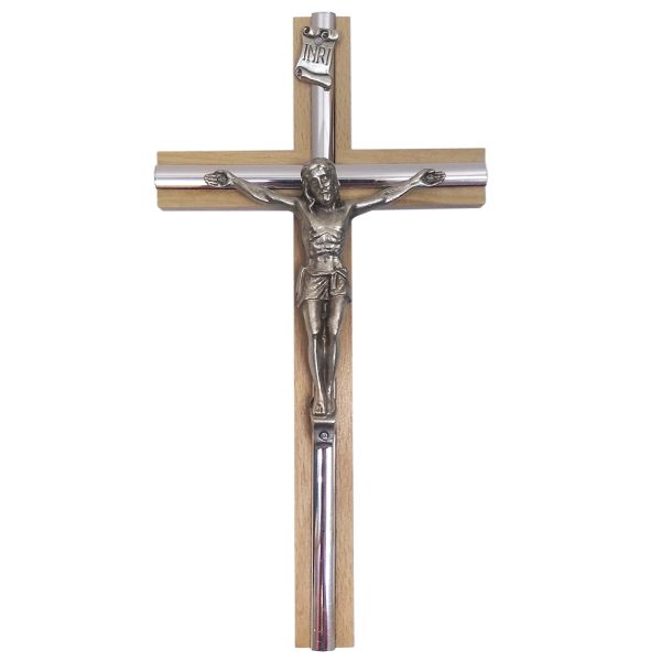 Krzyż wiszący drewniany h21cm BEZBARWNY z wkładką - 11532