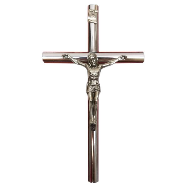 Krzyż wiszący drewniany h16cm wiśnia wąski z wkładką - 11449