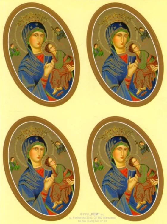 Naklejki Matka Boża Nieustającej Pomocy (4 naklejki) - 11265