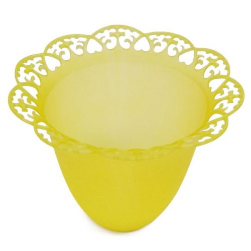 Lampion na świecę śr. 4cm tulipan ŻÓŁTY ZDOBIONY - 11219
