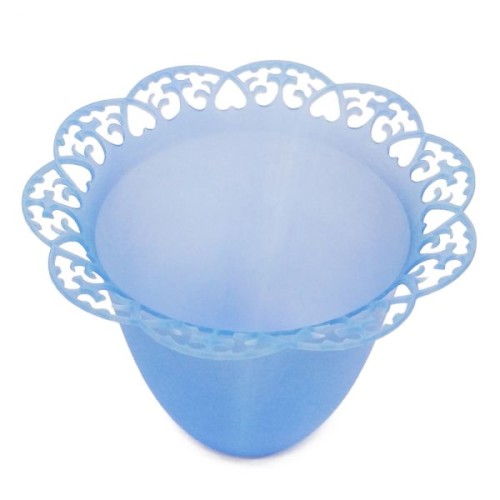 Lampion na świecę śr. 3cm tulipan NIEBIESKI ZDOBIONY - 11210