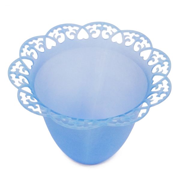 Lampion na świecę śr. 3cm tulipan NIEBIESKI ZDOBIONY - 11210