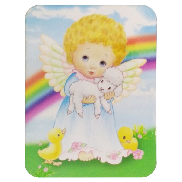 MAGNES Obrazek Aniołek z barankiem i kurczaczkami 4,5x6cm - 11070