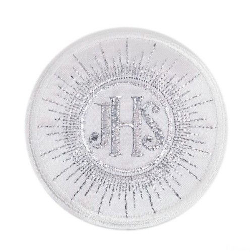 Hostia do naszycia IHS żorżeta - haft srebrny śr.8cm - 10895