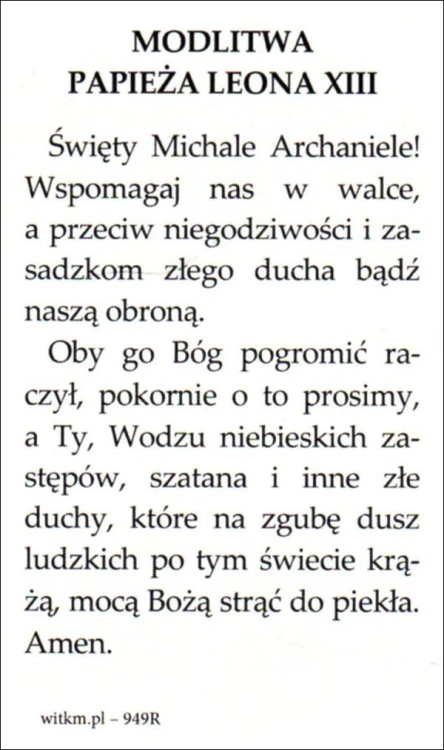 Obrazek św. Michał Archanioł. Modlitwa Papieża Leona XIII - 09877